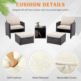 5 Piece Outdoor Patio Wicker Furniture Set