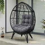 Outdoor Black Rattan Lounge Accent Egg Chair