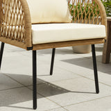 Outdoor Rope 4-Seater Sofa Set with Glass Top Table (Beige & Cream)