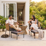 Outdoor 5 Piece Rope Patio Sofa Set (Beige & Dark Grey)