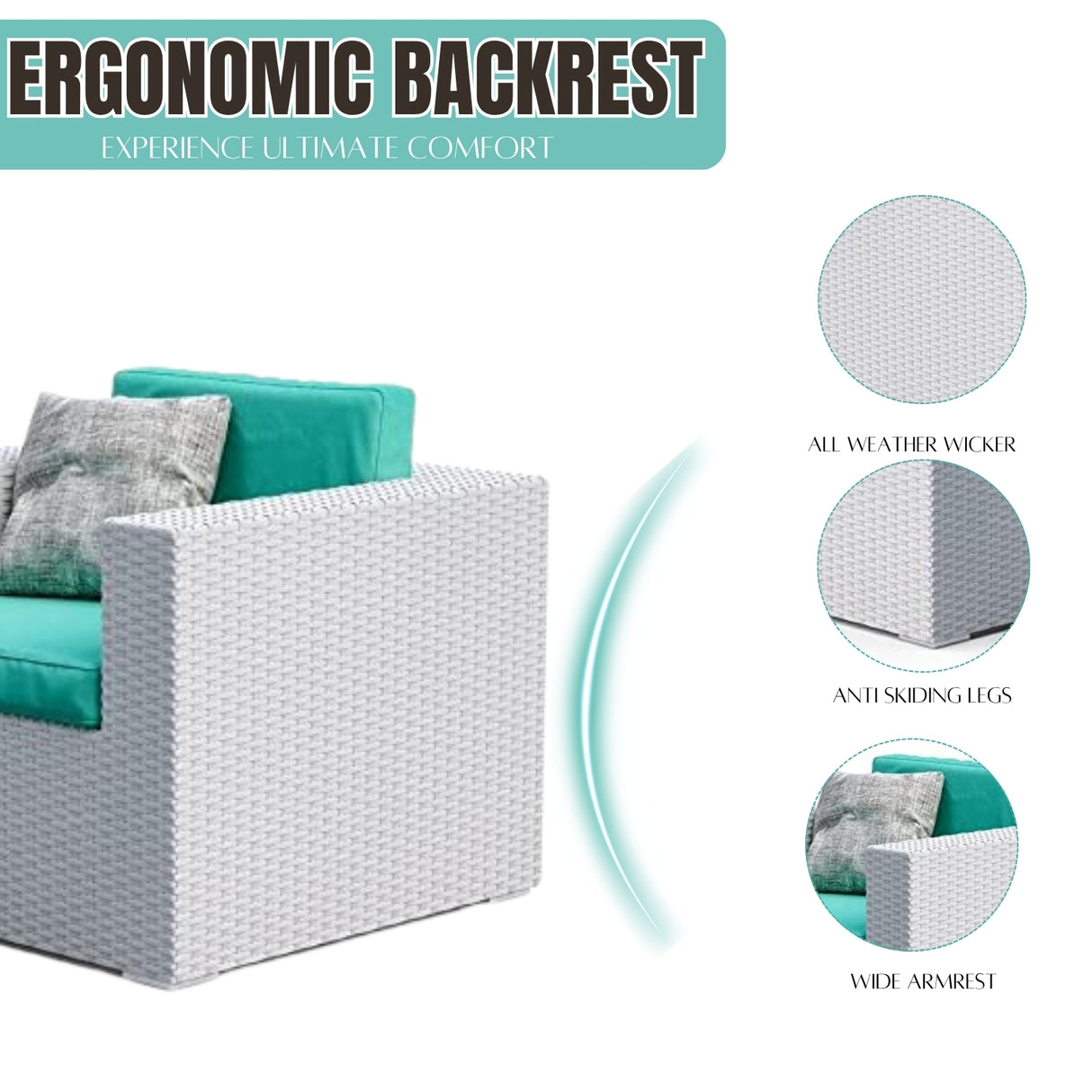 1-Piece Outdoor Wicker Single Seater Sofa