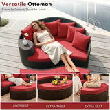 Outdoor Rattan Wicker Daybed (Dark Brown & Red)