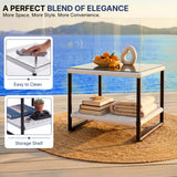 Outdoor 3-Piece Wicker Patio Set(White & Navy Blue)