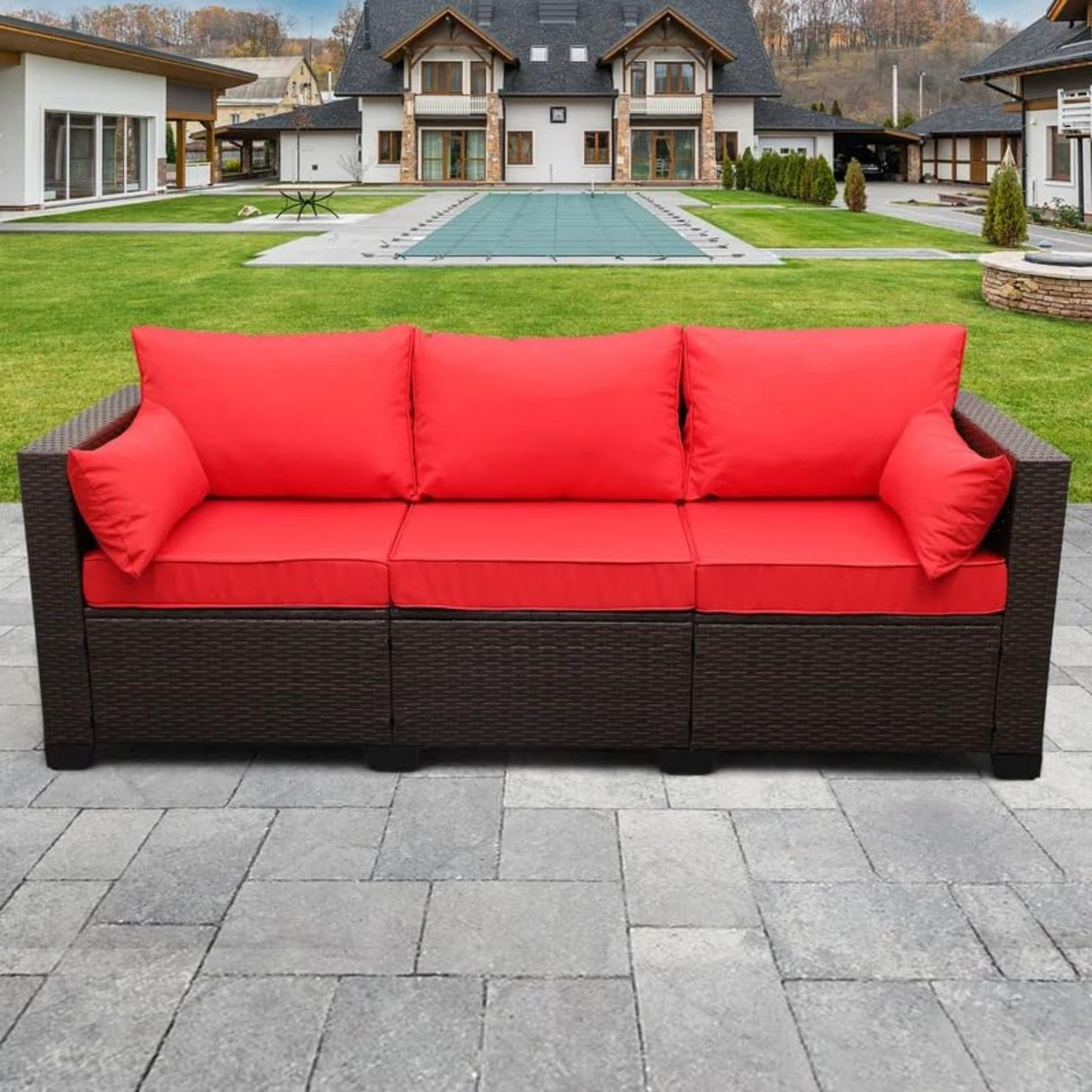 3-Seater Outdoor Rattan Wicker Patio Sofa