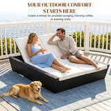 Outdoor Wicker Patio Double Seater Recliner Daybed