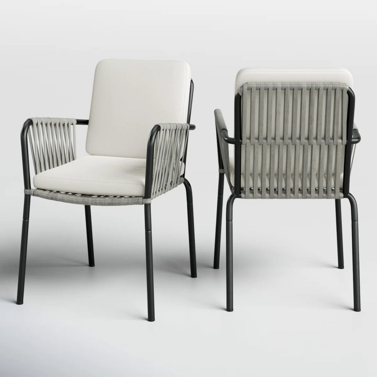2-Piece Outdoor Rope Patio Dining Chairs
