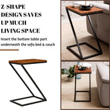 Solid Sheesham Wood Bedside Z-Shape Corner Side Small Coffee Table
