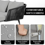 Outdoor Black Rope Patio Daybed with Comfortable Grey Cushion