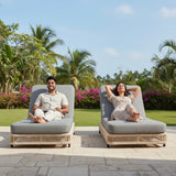 Outdoor Rope Lounger Set of 2 with Adjustable Backrest (Beige & Grey)