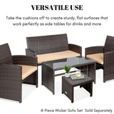 Set of 2 Wicker Ottomans, Multipurpose Outdoor Furniture
