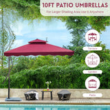 10ft Side Pole Square Shape Outdoor Umbrella With Marble Base (Red)