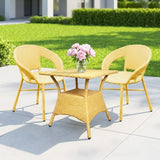 Outdoor Wicker 3 Piece Patio Bistro Set (Beige)