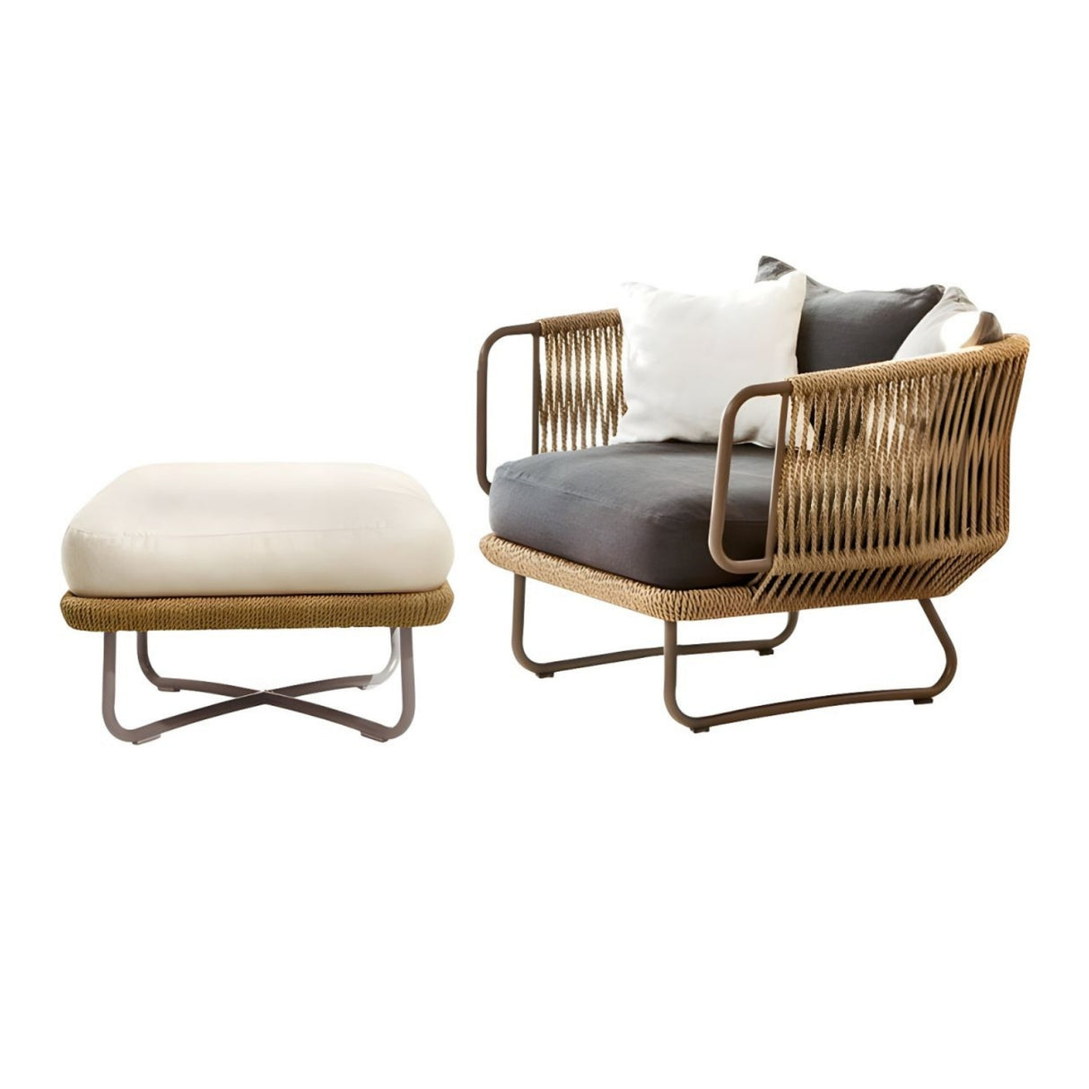 Outdoor All-Weather Rope Ottoman