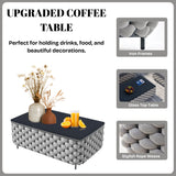 4 Piece Outdoor Rope Sofa Set with Glass Top Coffee Table (Light Grey & Dark Grey)