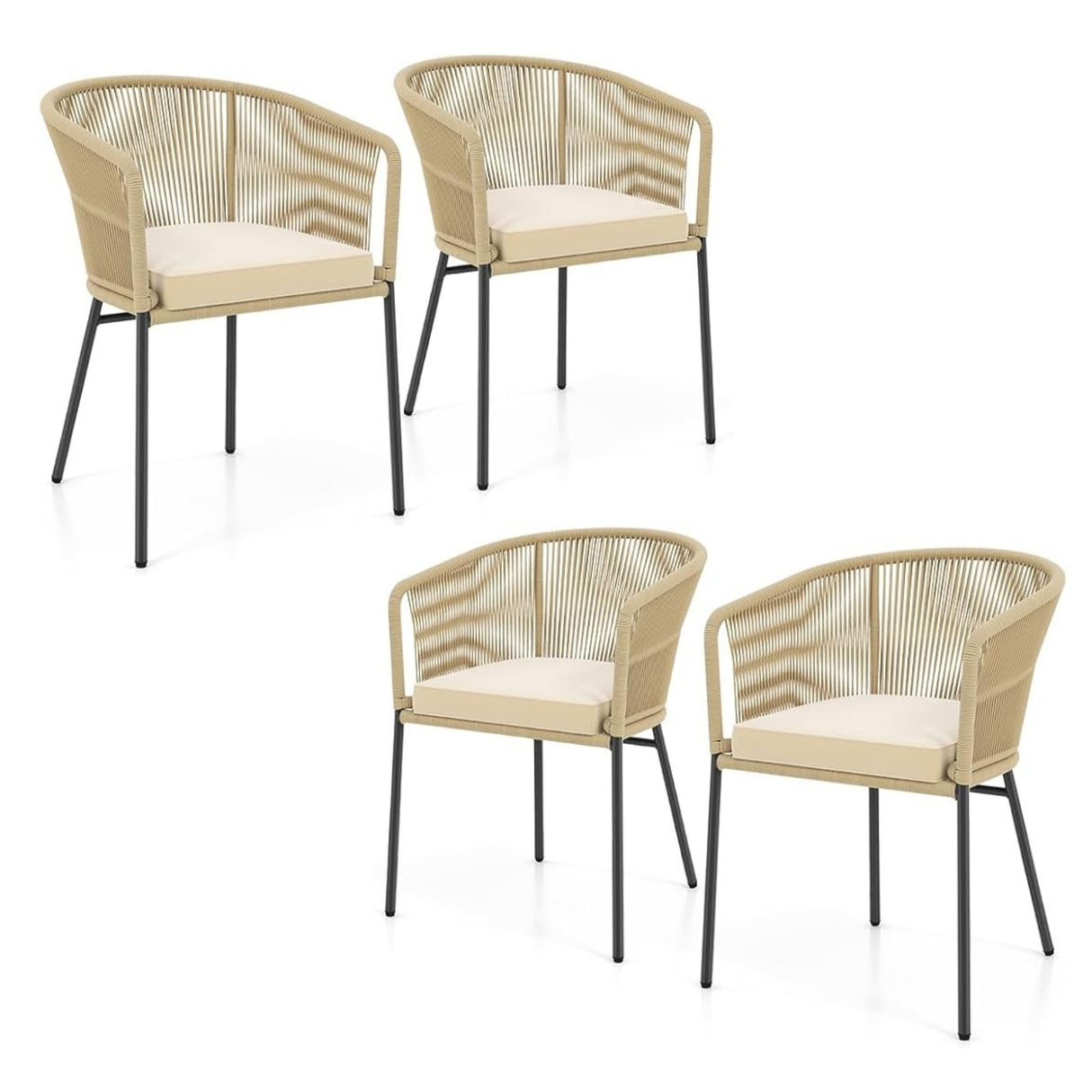 4-Piece Outdoor Rope Patio Dining Chairs