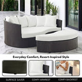 Outdoor Rattan Wicker Daybed (Dark Brown & White)