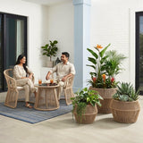 Outdoor 3-Piece Round Rope Planters (Beige)