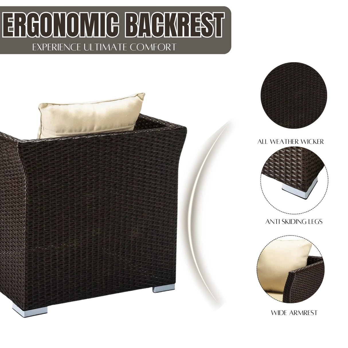 Outdoor All-Weather Wicker Single Seater Sofa