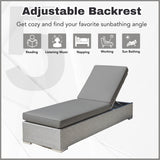 Outdoor All-Weather Rattan Wicker Lounger (Silver Grey & Grey)