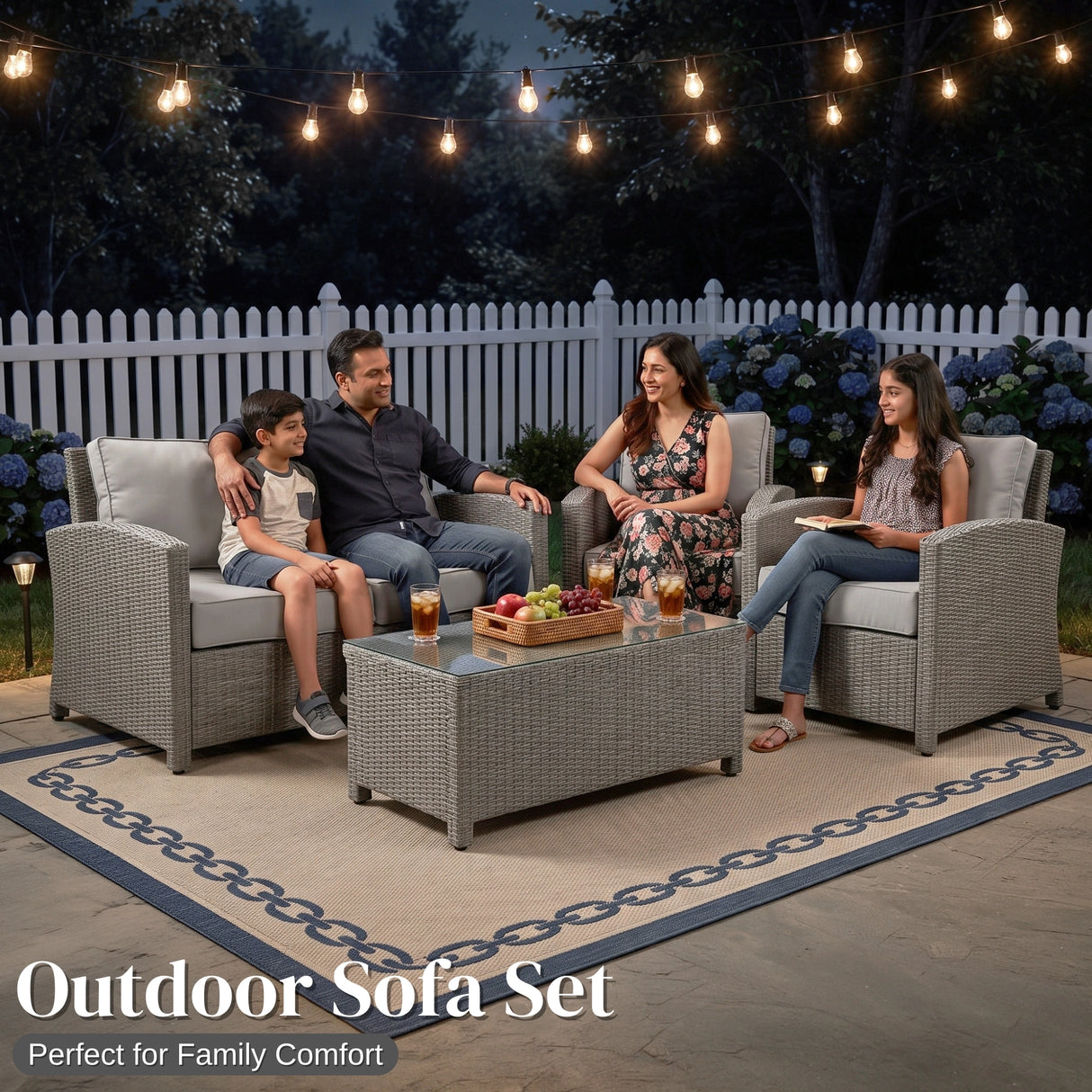 4 Pieces Patio Furniture Set, Outdoor Sectional Sofa