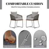 Outdoor Rope 2-Piece Patio Chairs With Wooden Base
