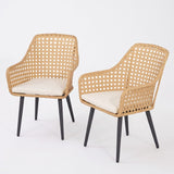 2-Piece Outdoor Rattan Wicker Patio Dining Chairs
