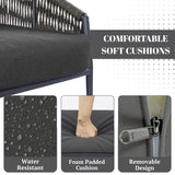 Outdoor Grey Rope Patio Daybed with Comfortable Dark Grey Cushion