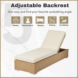 Outdoor All-Weather Rattan Wicker Lounger (Beige & Off-White)