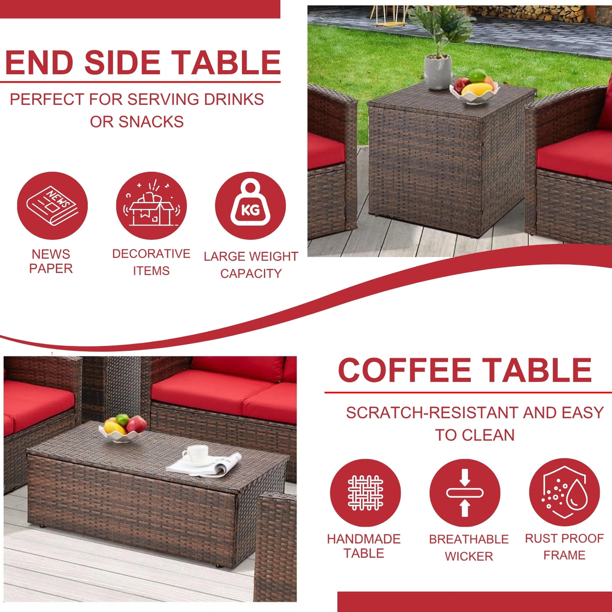 Outdoor 7-Seater Wicker Sectional Sofa Set