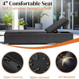 Outdoor All-Weather Rattan Wicker Lounger (Black)
