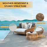Outdoor Patio Rope Daybed With Center and Side Tables