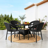 Outdoor Rattan Wicker 5-Piece Patio Furniture Set (Black)