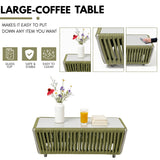 All-Weather Rope 5 Seater Sofa Set With Glass Top Table