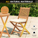 Acacia Wood Foldable Outdoor Bistro Set – 2 Chairs & Round Table