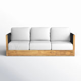 Outdoor Teak Wood Rope 3 Seater Sofa Set with 2-Tier Center Table