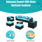 6-Piece Outdoor Conversation Set (Black/Sky-Blue)