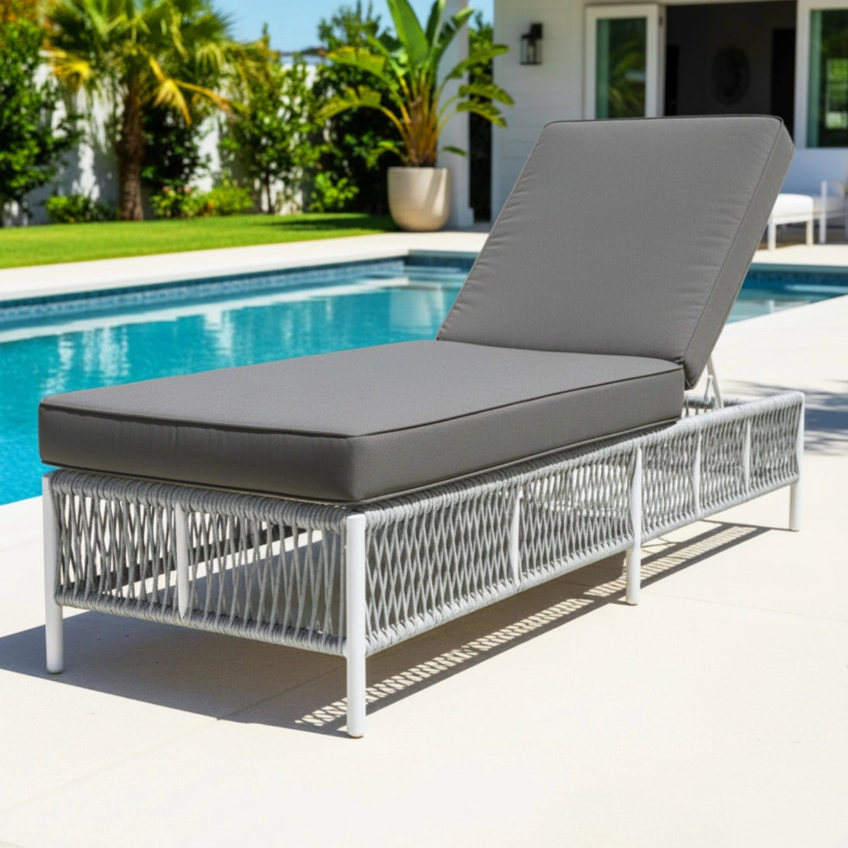 Outdoor Rope Lounge Chairs Set of 2 with Thick Cushions