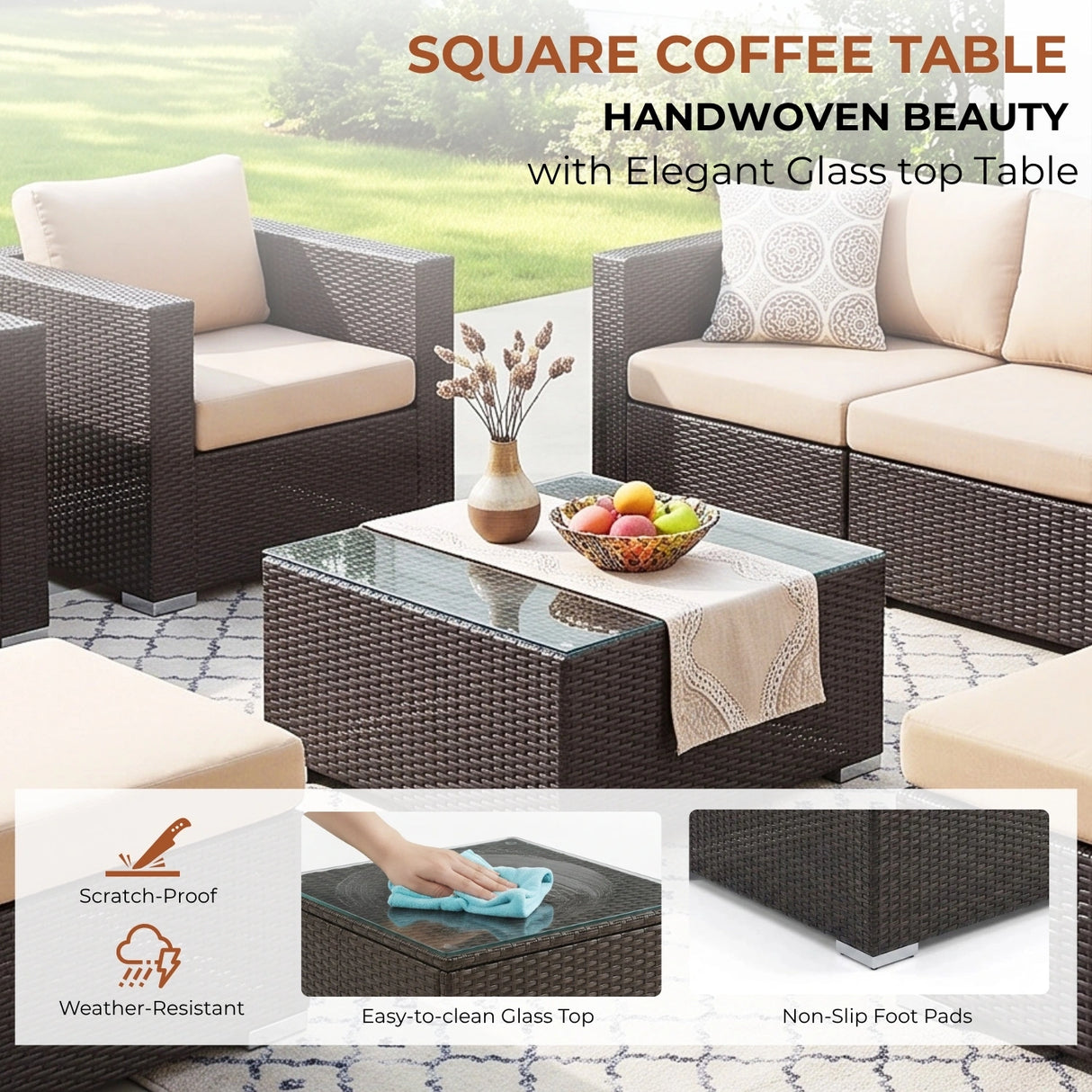 Outdoor Wicker 7-Seater Sofa Set
