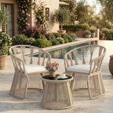 Outdoor Rope 3-Piece Patio Set (Beige & Off-White)