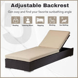 Outdoor All-Weather Rattan Wicker Lounger (Dark Brown & Cream)