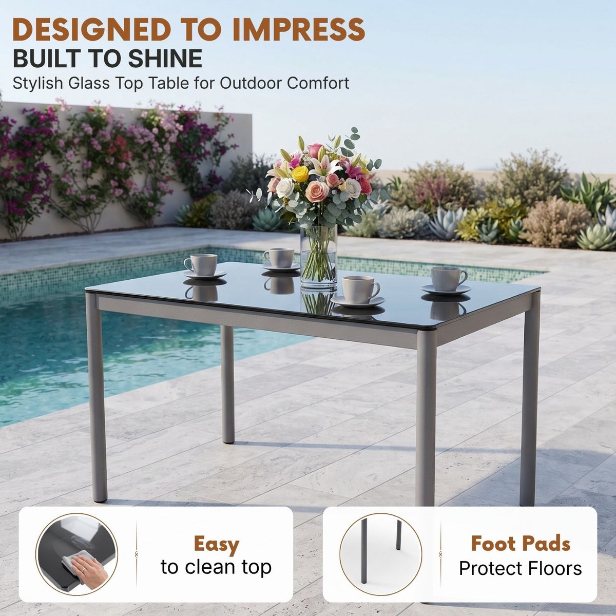 All Weather Resistant 5-Piece Outdoor Dining Set (Grey)