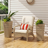 Outdoor Tall Square Rattan Planter Set of 2 (Beige)