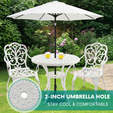Outdoor 3-Piece Cast Aluminum Bistro Set (White)