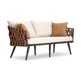 4-Piece Outdoor Rope Sofa Set With Glass Top Table (Brown & Off-White)