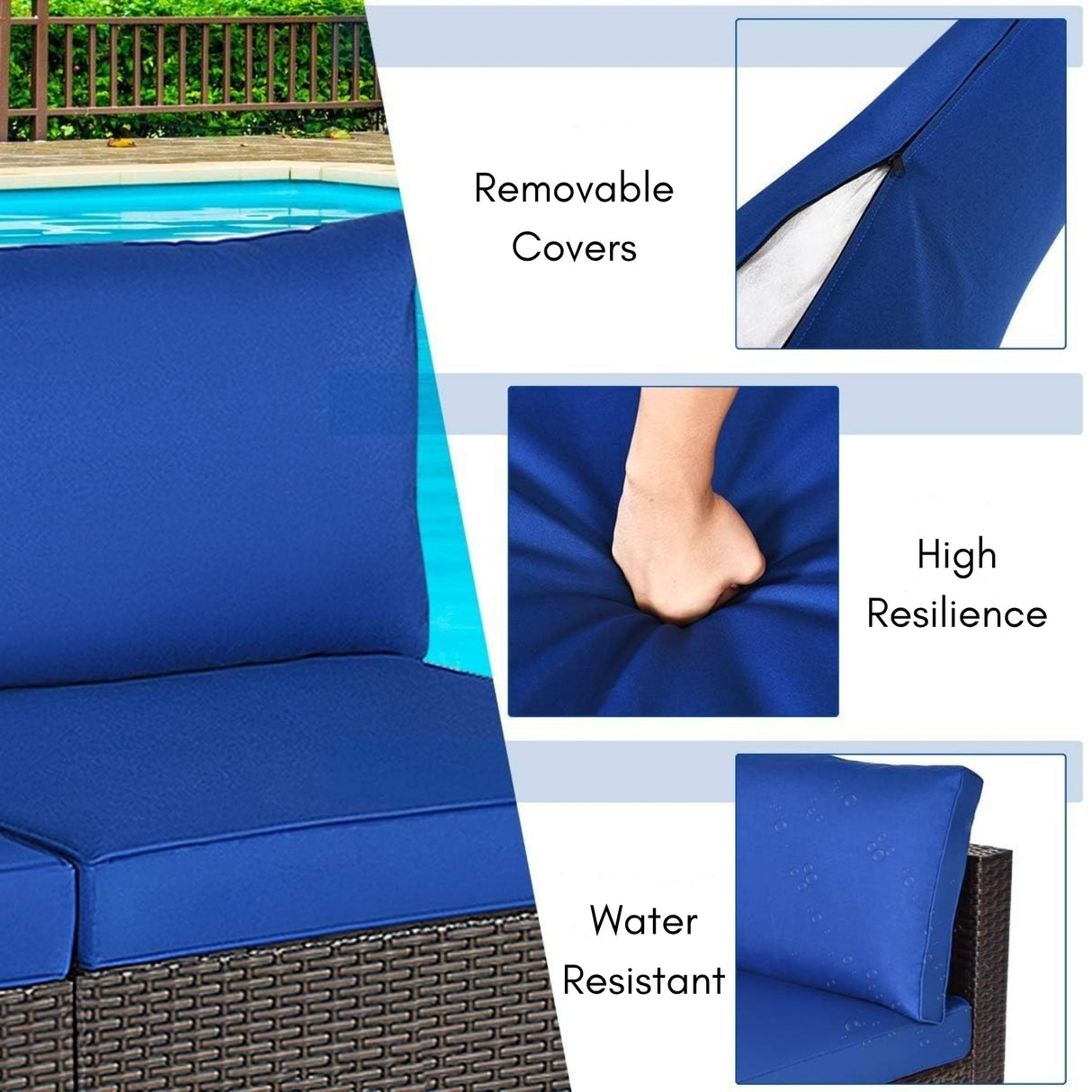 2-Piece Outdoor Wicker Armless Sofa