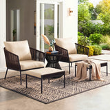 Outdoor 5 Piece Rope Patio Sofa Set (Brown & Cream)