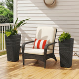 Outdoor Tall Square Rattan Planter Set of 2 (Dark Brown)