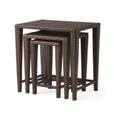 3-Piece Wicker Garden Bistro Set in Dark Brown