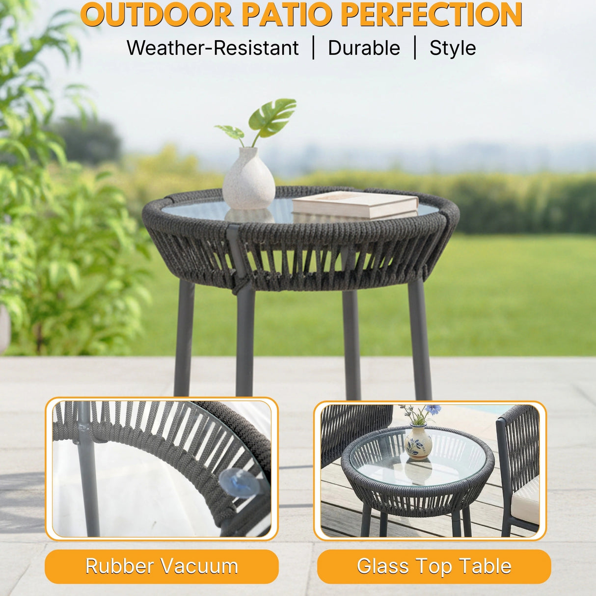 3-Piece Rope Patio Set - Perfect for Outdoor