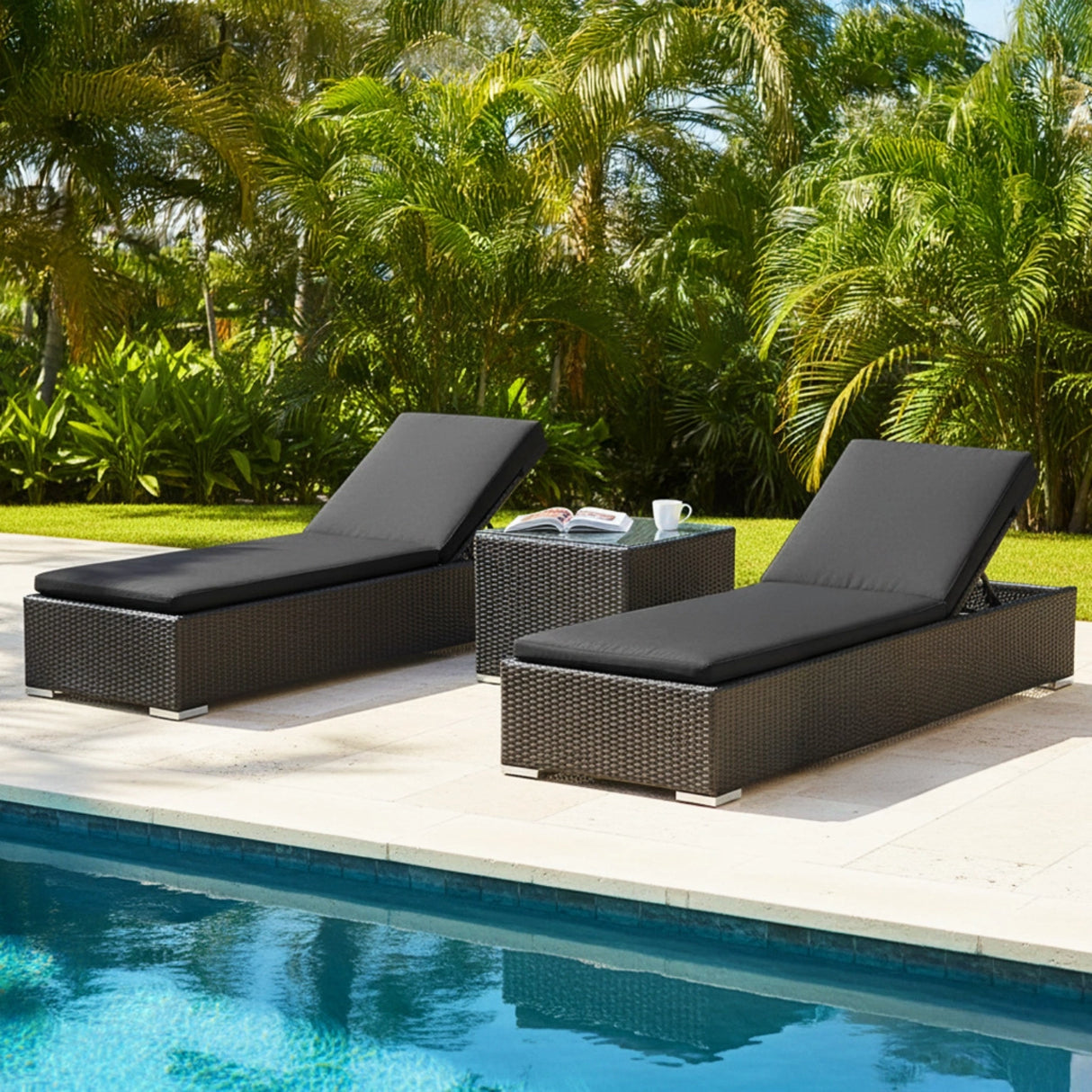Outdoor Wicker Lounge Chairs Set of 2